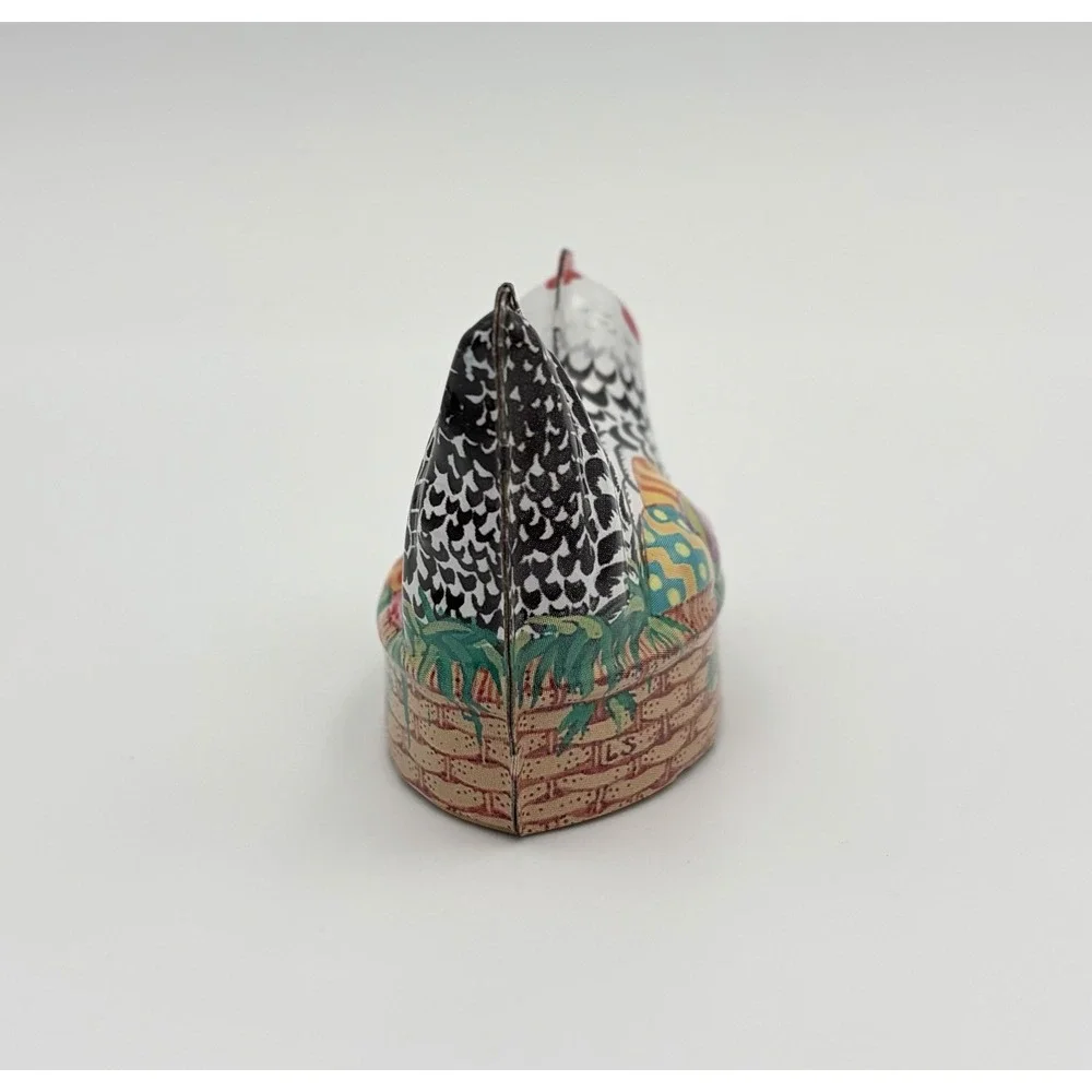 Hallmark Keepsake Ornament Easter Egg Nest Hen Pressed Tin 1999 Vintage QEO8427